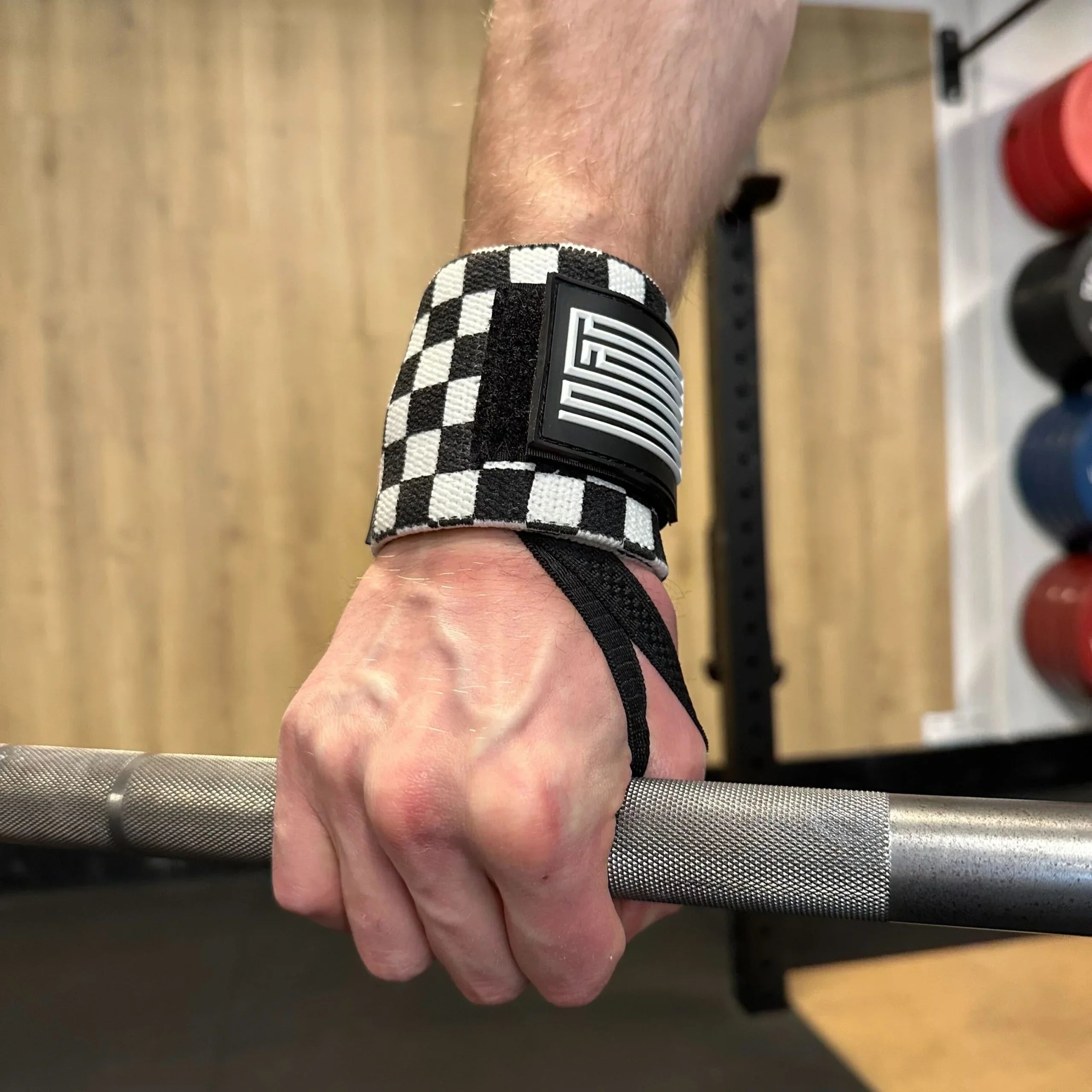 Protèges poignets damier extensible halterophilie 