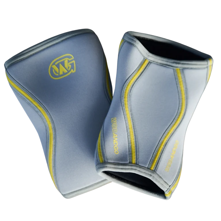PAIR OF "BEST EDITION" 7MM SCR KNEE PADS - GREY YELLOW LOGO